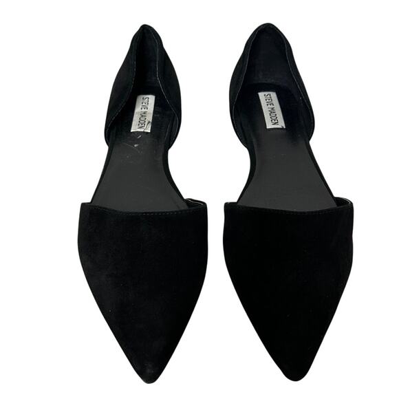 Steve Madden Size 10 Black Suede Pointed Closed Toe D'Orsay Office Work Flats - Picture 2 of 10